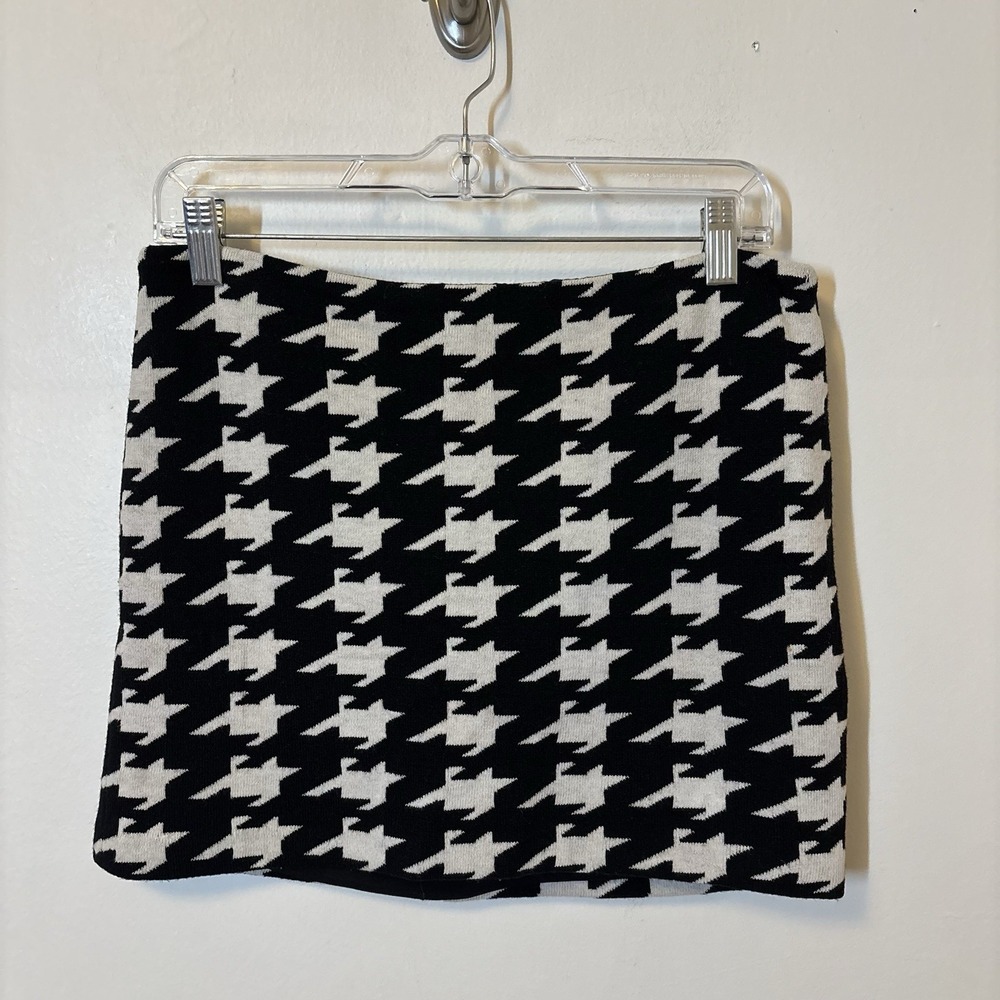 Alice & Olivia Mini Skirt Preppy Houndstooth Academia Black Office Siren 6‎